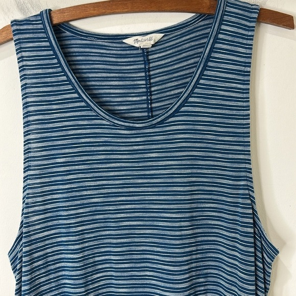 MADEWELL Highpoint Tank Dress in Fairbury Stripe Blue Size XL - Picture 12 of 14